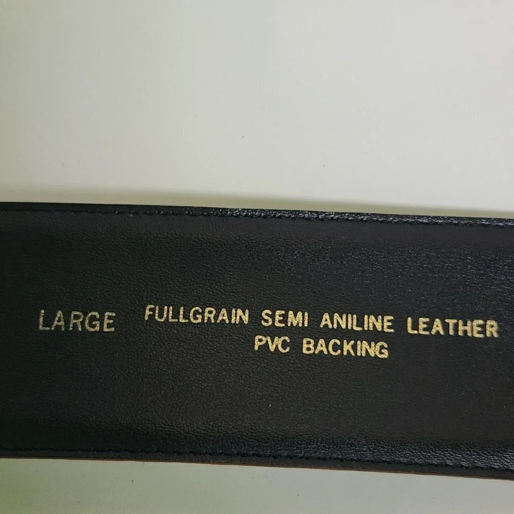 Liz Claiborne Vintage 1989 Brown Leather Cabachon Stone Buckle Belt Size L